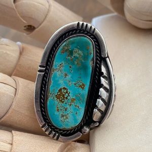 Royston turquoise sterling silver feather ring